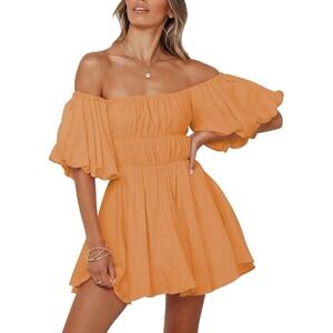 Dokotoo Womens Off The Shoulder Summer Dresses‎ 2025 Short Fall Dress Size  XL